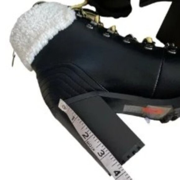 FOREVER21 Faux Leather & Faux Shearling Ankle Boots Black Women’s Size 7 (EU38) - Picture 15 of 16